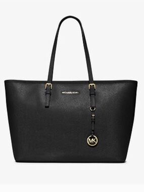 Michael Kors Black Saffiano Tote with Gold Hardware